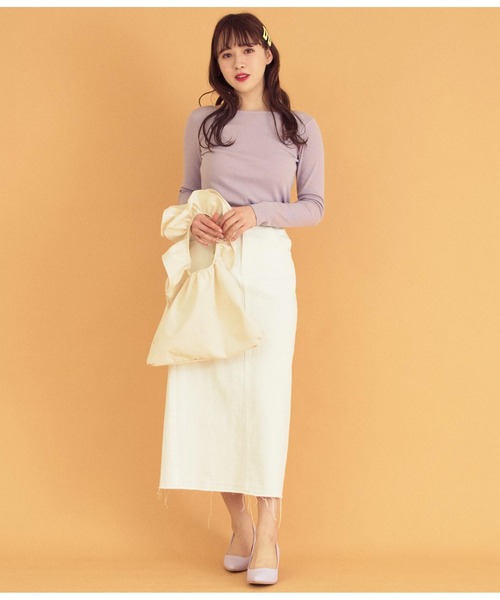 CHILLE(チル)の「バックラウンドリブカットソー(Tシャツ/カットソー・レディース・ピンク/ブラック/ホワイト/ホワイト×ブラック・FREE)」の10枚目の写真