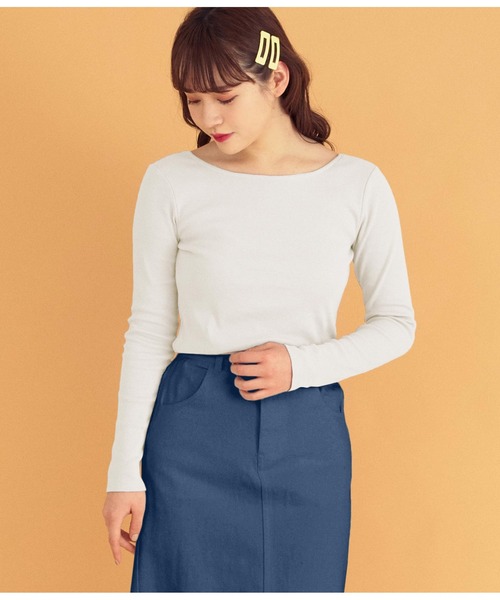 CHILLE(チル)の「バックラウンドリブカットソー(Tシャツ/カットソー・レディース・ピンク/ブラック/ホワイト/ホワイト×ブラック・FREE)」の13枚目の写真