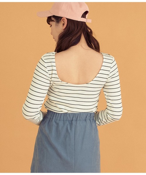 CHILLE(チル)の「バックラウンドリブカットソー(Tシャツ/カットソー・レディース・ピンク/ブラック/ホワイト/ホワイト×ブラック・FREE)」の18枚目の写真