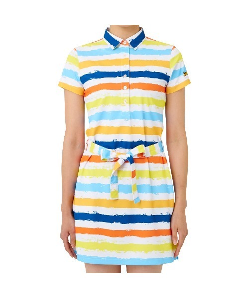 Loudmouth(ラウドマウス)の「LOUDMOUTH/ラウドマウス ゴルフウェア 総柄 吸汗速乾 UVカット ウエスト紐 ボタンダウン 半袖 ひざ上 ミニ丈 ワンピース(ワンピース・レディース・マルチ/ホワイト系その他/ライトグリーン系/その他・M/LL/S/L)」の15枚目の写真