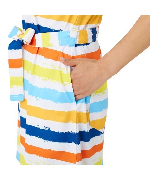 Loudmouth(ラウドマウス)の「LOUDMOUTH/ラウドマウス ゴルフウェア 総柄 吸汗速乾 UVカット ウエスト紐 ボタンダウン 半袖 ひざ上 ミニ丈 ワンピース(ワンピース・レディース・マルチ/ホワイト系その他/ライトグリーン系/その他・M/LL/S/L)」の22枚目の写真