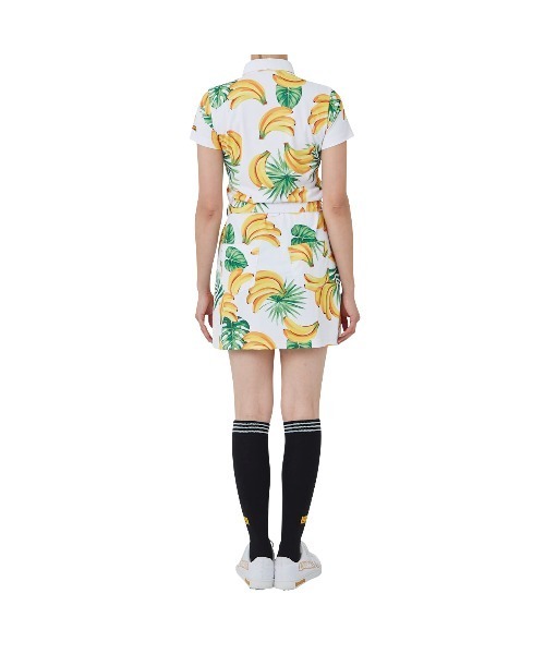 Loudmouth(ラウドマウス)の「LOUDMOUTH/ラウドマウス ゴルフウェア 総柄 吸汗速乾 UVカット ウエスト紐 ボタンダウン 半袖 ひざ上 ミニ丈 ワンピース(ワンピース・レディース・マルチ/ホワイト系その他/ライトグリーン系/その他・M/LL/S/L)」の9枚目の写真