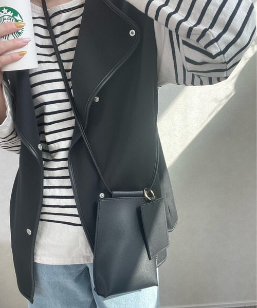 y/m by misato（イムバイミサト）の「ミニマムショルダーBAG（ショルダーバッグ・レディース・ライトグレー/ブラック/モカ・FREE）」の5枚目の写真