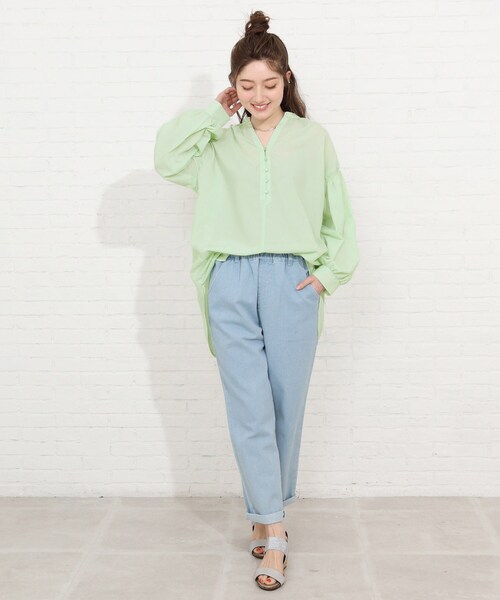 SHOO・LA・RUE(シューラルー)の「◆多ボタンチュニックブラウス(シャツ/ブラウス・レディース・ピンク/ホワイト系/ライトグレー系2/グリーン系/ブルー系2・00)」の19枚目の写真