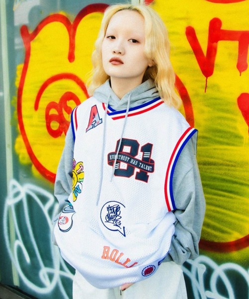 A'gem/エージェム』PATCH BASKET TANK/バスケット タンクトップ