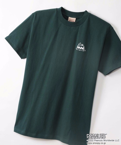 PEANUTS(ピーナッツ)の「【PEANUTS/ピーナッツ】 スヌーピー オリジナルデザインTシャツ(Tシャツ/カットソー・メンズ・ダークグリーン/ホワイト系その他/ピンク系その他/ベージュ系その他/ベージュ/ホワイト/ブルー・MEDIUM/SMALL/LARGE/X-LARGE)」の1枚目の写真