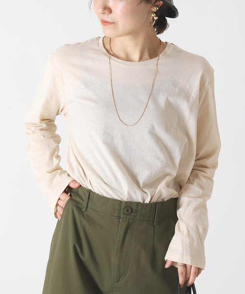 B.C STOCK(ベーセーストック)の「シアー ロング スリーブ TEE(Tシャツ/カットソー・レディース・ブラック/オレンジ/ブルー/アイボリー・FREE)」の2枚目の写真