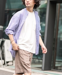 CIAOPANIC TYPY | 【一部SHOP限定】【なにわ男子 高橋恭平さん着用】【ユニセックス】ストライプバンドカラーブロードリラックスオーバーシャツ(シャツ/ブラウス)
