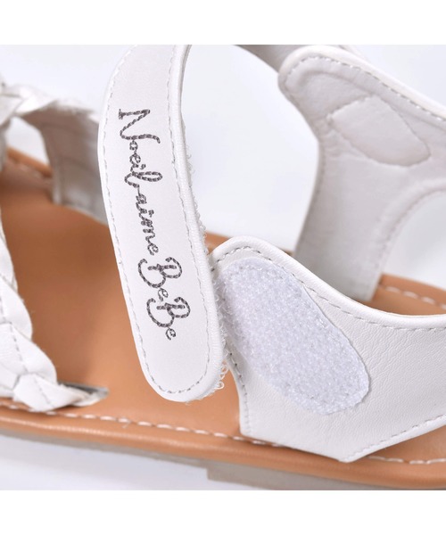 Noeil aime BeBe（ノイユエイムベベ）の「NoeilaimeBeBe/合皮クロスロゴ刺繍サンダル(15~20cm)（サンダル・キッズ・ホワイト・15 /20/18/17/19/16）」の2枚目の写真