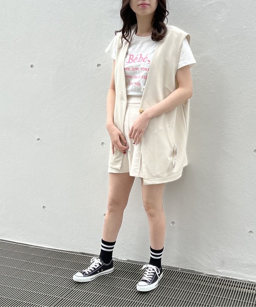 one way（ワンウェイ）の「ノーカラーベスト（ベスト・レディース・ホワイト/ブラック・FREE）」の4枚目の写真