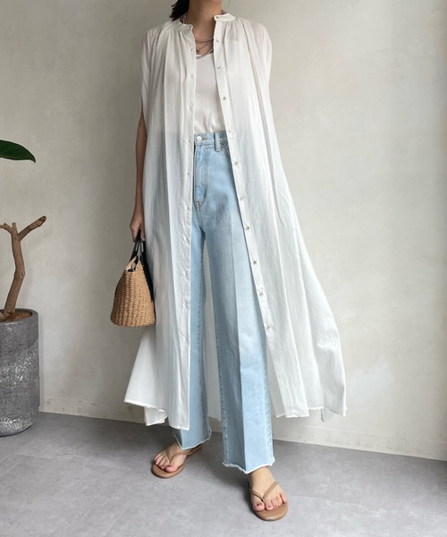 DouDou(ドゥドゥ)の「【WEB限定】 バックギャザーコットンボイルワンピース(ワンピース・レディース・ブラック/ホワイト/イエロー・FREE)」の19枚目の写真