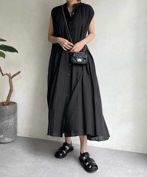 DouDou(ドゥドゥ)の「【WEB限定】 バックギャザーコットンボイルワンピース(ワンピース・レディース・ブラック/ホワイト/イエロー・FREE)」の12枚目の写真