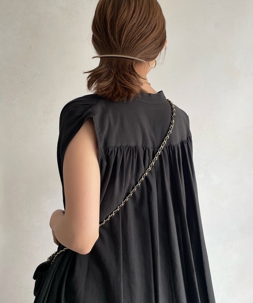 DouDou(ドゥドゥ)の「【WEB限定】 バックギャザーコットンボイルワンピース(ワンピース・レディース・ブラック/ホワイト/イエロー・FREE)」の17枚目の写真