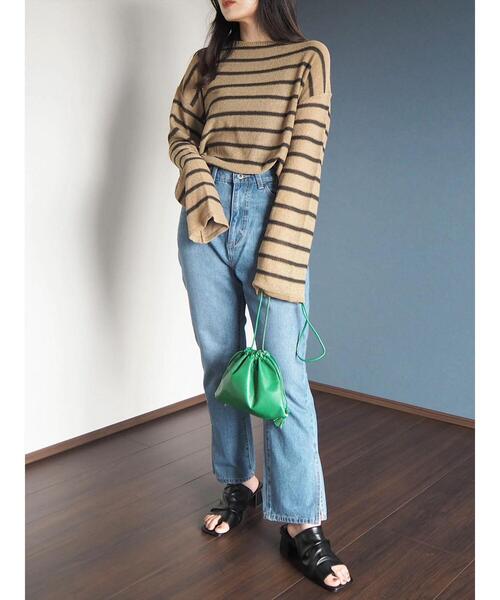 Green　Parks（グリーンパークス）の「ブークレボーダーニットプルオーバー（ニット/セーター・レディース・ベージュ/ホワイト/ブラック・FREE）」の4枚目の写真