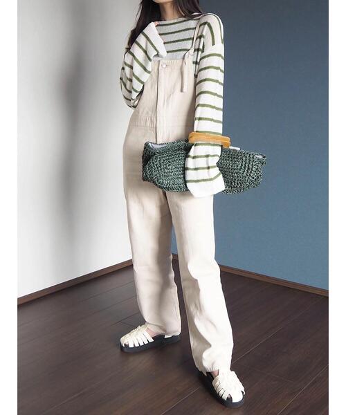 Green　Parks（グリーンパークス）の「ブークレボーダーニットプルオーバー（ニット/セーター・レディース・ベージュ/ホワイト/ブラック・FREE）」の7枚目の写真