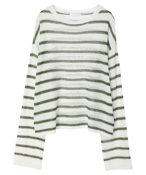 Green　Parks（グリーンパークス）の「ブークレボーダーニットプルオーバー（ニット/セーター・レディース・ベージュ/ホワイト/ブラック・FREE）」の20枚目の写真