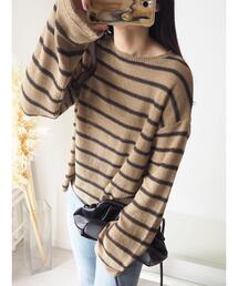 Green　Parks | ブークレボーダーニットプルオーバー(ニット/セーター)