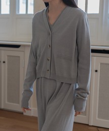 V-neck pale tone cardigan mmw22s006【MUYMONA】【2022SS】