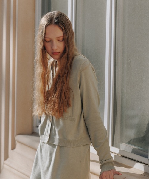 MUYMONA(ムイモナ)の「V-neck pale tone cardigan mmw22s006【MUYMONA】【2022SS】(カーディガン/ボレロ・レディース・ベージュ/ミント/グレー・FREE)」の7枚目の写真