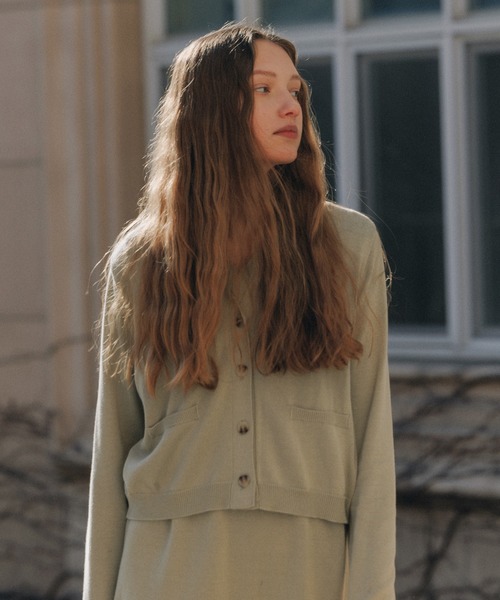 MUYMONA(ムイモナ)の「V-neck pale tone cardigan mmw22s006【MUYMONA】【2022SS】(カーディガン/ボレロ・レディース・ベージュ/ミント/グレー・FREE)」の6枚目の写真