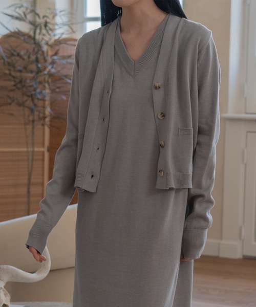MUYMONA(ムイモナ)の「V-neck pale tone cardigan mmw22s006【MUYMONA】【2022SS】(カーディガン/ボレロ・レディース・ベージュ/ミント/グレー・FREE)」の14枚目の写真