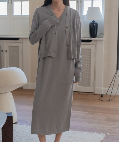 MUYMONA(ムイモナ)の「V-neck pale tone cardigan mmw22s006【MUYMONA】【2022SS】(カーディガン/ボレロ・レディース・ベージュ/ミント/グレー・FREE)」の20枚目の写真