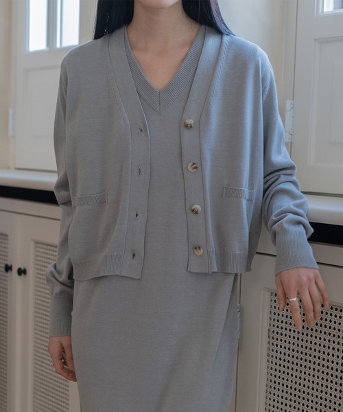 MUYMONA(ムイモナ)の「V-neck pale tone cardigan mmw22s006【MUYMONA】【2022SS】(カーディガン/ボレロ・レディース・ベージュ/ミント/グレー・FREE)」の13枚目の写真
