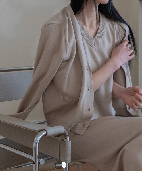 MUYMONA(ムイモナ)の「V-neck pale tone cardigan mmw22s006【MUYMONA】【2022SS】(カーディガン/ボレロ・レディース・ベージュ/ミント/グレー・FREE)」の21枚目の写真
