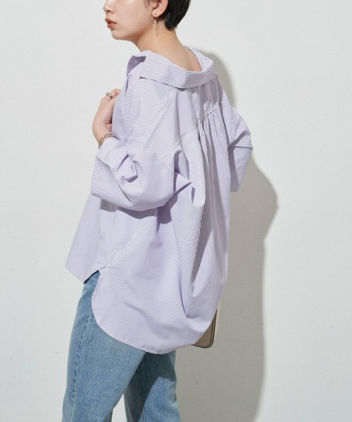 Aunt Marie's（アントマリーズ）の「オーバーサイズハーフスリーブシャツ（シャツ/ブラウス・レディース・ブルー/アイボリー/パープル/ブラック・FREE）」の18枚目の写真