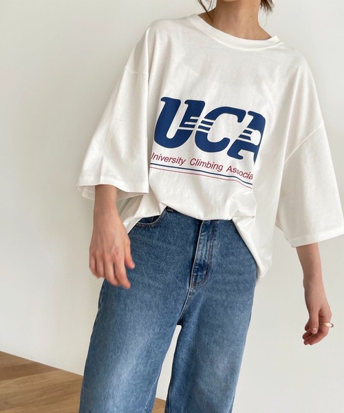CANAL JEAN(キャナルジーン)の「El mar UCAオーバーサイズ半袖Tシャツ(Tシャツ/カットソー・レディース・ホワイト/グレー/クリーム・ONE SIZE)」の1枚目の写真