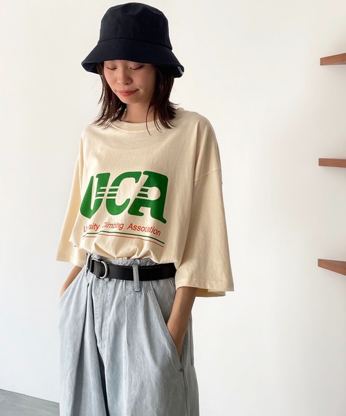 CANAL JEAN(キャナルジーン)の「El mar UCAオーバーサイズ半袖Tシャツ(Tシャツ/カットソー・レディース・ホワイト/グレー/クリーム・ONE SIZE)」の3枚目の写真