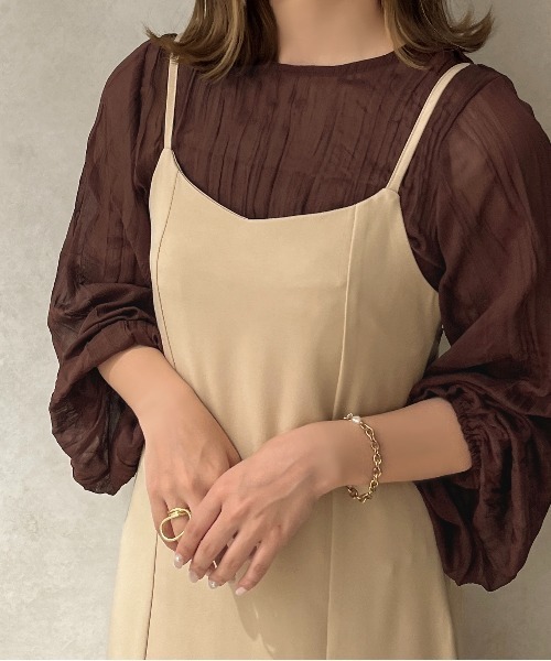 apres jour clair（アプレジュールクレア）の「【apres jour clair】クリンクルシアートップス【ZOZOTOWN限定アイテム】（シャツ/ブラウス・レディース・ピンクベージュ/ダークブラウン/アイボリー・フリー/X-LARGE）」の3枚目の写真