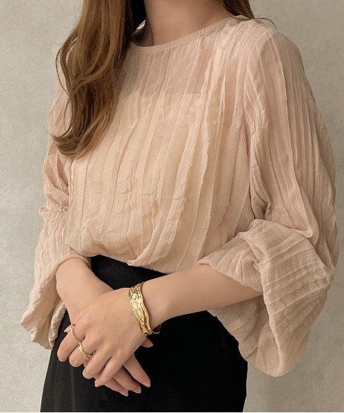 apres jour clair（アプレジュールクレア）の「【apres jour clair】クリンクルシアートップス【ZOZOTOWN限定アイテム】（シャツ/ブラウス・レディース・ピンクベージュ/ダークブラウン/アイボリー・フリー/X-LARGE）」の2枚目の写真