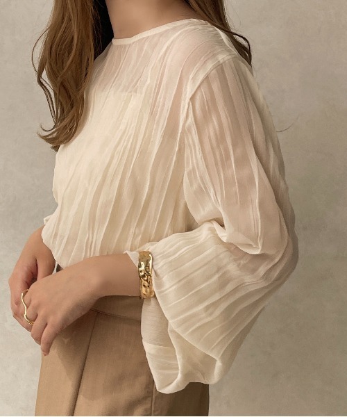 apres jour clair（アプレジュールクレア）の「【apres jour clair】クリンクルシアートップス【ZOZOTOWN限定アイテム】（シャツ/ブラウス・レディース・ピンクベージュ/ダークブラウン/アイボリー・フリー/X-LARGE）」の13枚目の写真