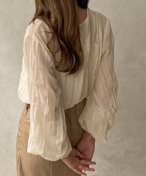 apres jour clair（アプレジュールクレア）の「【apres jour clair】クリンクルシアートップス【ZOZOTOWN限定アイテム】（シャツ/ブラウス・レディース・ピンクベージュ/ダークブラウン/アイボリー・フリー/X-LARGE）」の14枚目の写真