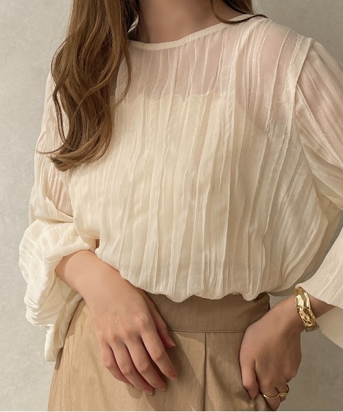 apres jour clair（アプレジュールクレア）の「【apres jour clair】クリンクルシアートップス【ZOZOTOWN限定アイテム】（シャツ/ブラウス・レディース・ピンクベージュ/ダークブラウン/アイボリー・フリー/X-LARGE）」の11枚目の写真