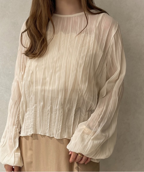 apres jour clair（アプレジュールクレア）の「【apres jour clair】クリンクルシアートップス【ZOZOTOWN限定アイテム】（シャツ/ブラウス・レディース・ピンクベージュ/ダークブラウン/アイボリー・フリー/X-LARGE）」の15枚目の写真