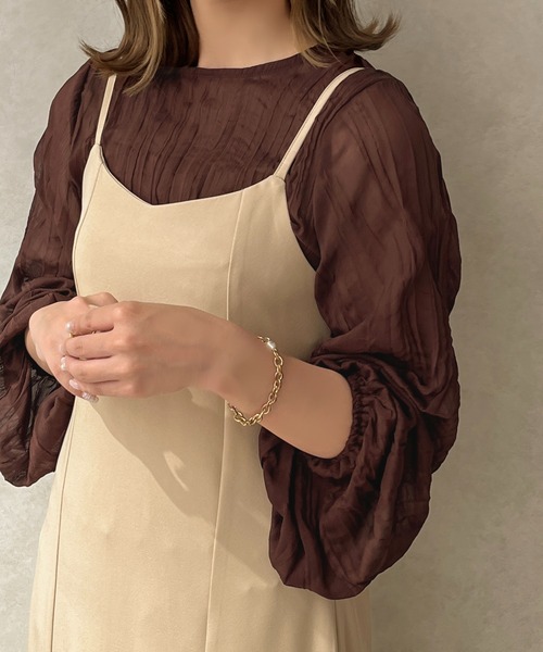 apres jour clair（アプレジュールクレア）の「【apres jour clair】クリンクルシアートップス【ZOZOTOWN限定アイテム】（シャツ/ブラウス・レディース・ピンクベージュ/ダークブラウン/アイボリー・フリー/X-LARGE）」の17枚目の写真