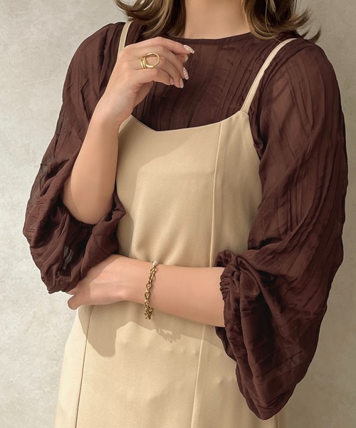 apres jour clair（アプレジュールクレア）の「【apres jour clair】クリンクルシアートップス【ZOZOTOWN限定アイテム】（シャツ/ブラウス・レディース・ピンクベージュ/ダークブラウン/アイボリー・フリー/X-LARGE）」の19枚目の写真