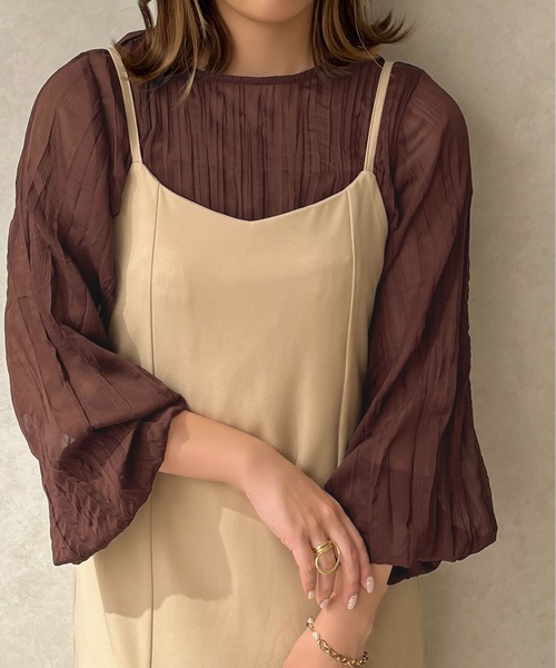 apres jour clair（アプレジュールクレア）の「【apres jour clair】クリンクルシアートップス【ZOZOTOWN限定アイテム】（シャツ/ブラウス・レディース・ピンクベージュ/ダークブラウン/アイボリー・フリー/X-LARGE）」の8枚目の写真