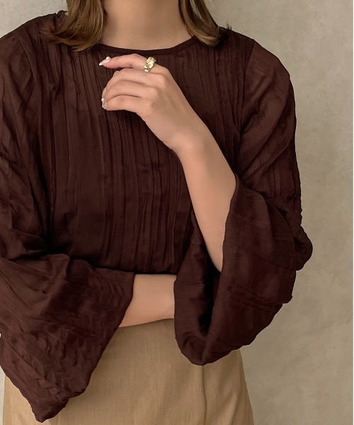 apres jour clair（アプレジュールクレア）の「【apres jour clair】クリンクルシアートップス【ZOZOTOWN限定アイテム】（シャツ/ブラウス・レディース・ピンクベージュ/ダークブラウン/アイボリー・フリー/X-LARGE）」の7枚目の写真