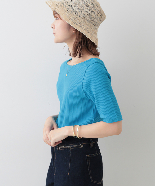 IENA - 土日限定値下げ イエナ リブボートネックプルオーバー 完売 グリーン セール】RIB ボートネックプルオーバー◇（ニット/セーター