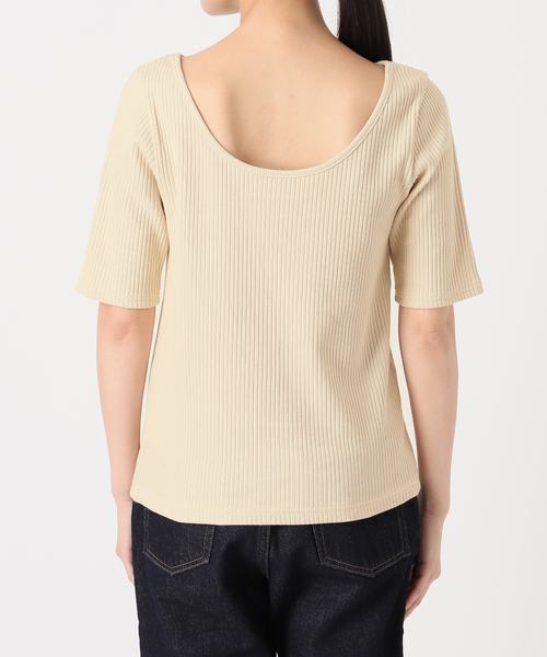 SLOBE IENA(スローブイエナ)の「針抜きリブ ボートネックプルオーバー(Tシャツ/カットソー・レディース・ブラック/サックスブルー/ナチュラル・FREE)」の6枚目の写真