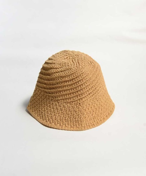 shopnikoniko（ショップニコニコ）の「ペーパー編み ストローハット（ハット・レディース・ベージュ/アイボリー・フリー）」の5枚目の写真