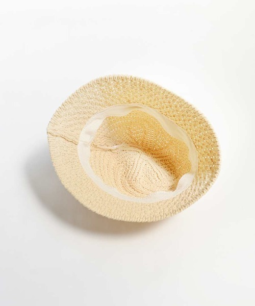 shopnikoniko（ショップニコニコ）の「ペーパー編み ストローハット（ハット・レディース・ベージュ/アイボリー・フリー）」の8枚目の写真