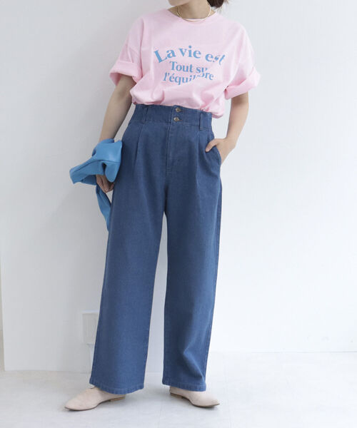 fredy repit(フレディレピ)の「デニムサイド切り替えセミワイドパンツ【サイズ展開あり】(デニムパンツ・レディース・ネイビー/ブルー・38/36)」の3枚目の写真