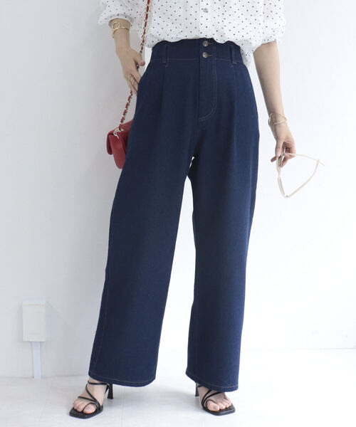 fredy repit(フレディレピ)の「デニムサイド切り替えセミワイドパンツ【サイズ展開あり】(デニムパンツ・レディース・ネイビー/ブルー・38/36)」の11枚目の写真