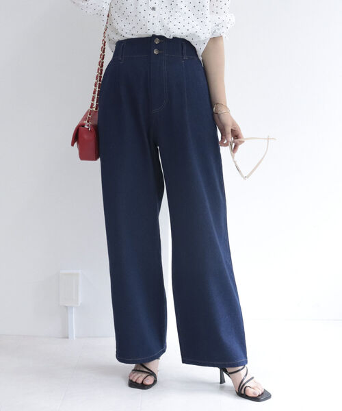 fredy repit(フレディレピ)の「デニムサイド切り替えセミワイドパンツ【サイズ展開あり】(デニムパンツ・レディース・ネイビー/ブルー・38/36)」の17枚目の写真