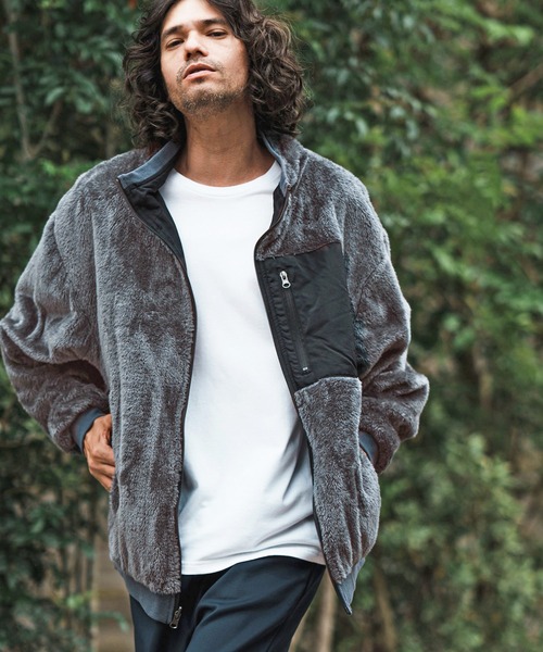 mj8675-Boa x Nylon Reversible Stand Collar Blouson ブルゾン