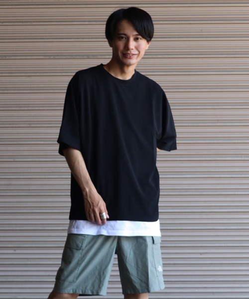 Bling Leads(ブリングリーズ)の「『Bling leads』梨地オーバーサイズクルーネックT(Tシャツ/カットソー・レディース・チャコールグレー/ライトグレー/ブラック/グレイッシュベージュ/ホワイト・MEDIUM/LARGE)」の3枚目の写真